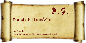 Mesch Filomén névjegykártya